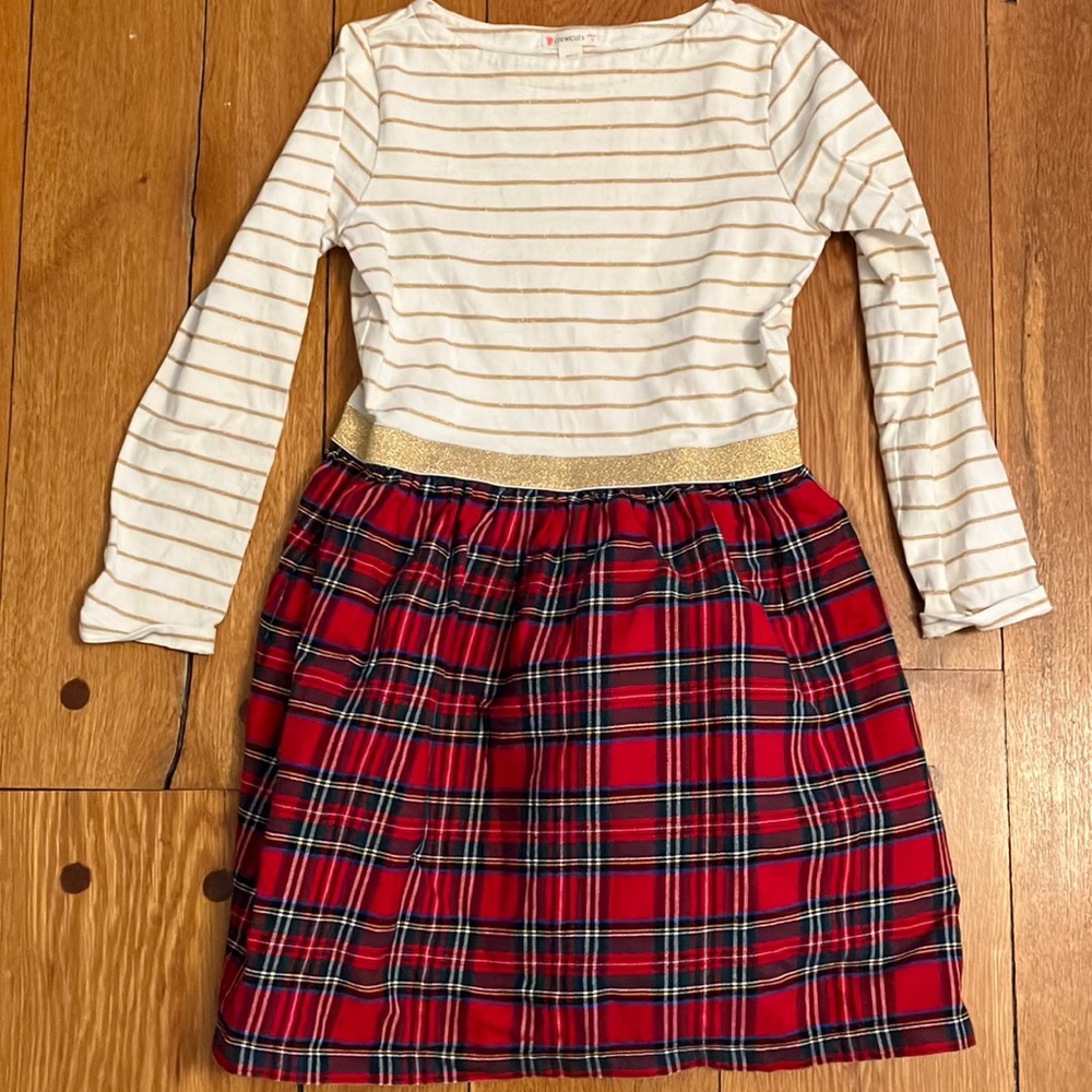 J Crew Crewcuts Red Plaid Gold Dress 8